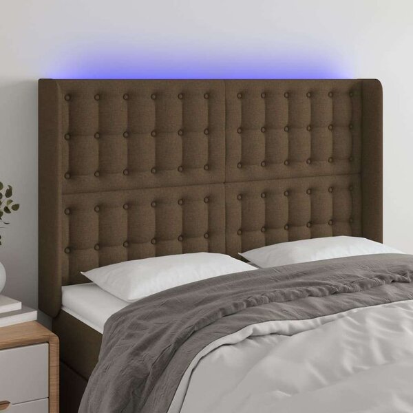 VidaXL LED-es Ágyfejtámla - Sötétbarna - 147cm