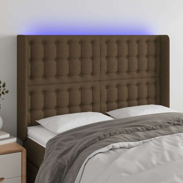 VidaXL LED-es Ágyfejtámla - Sötétbarna - 147cm