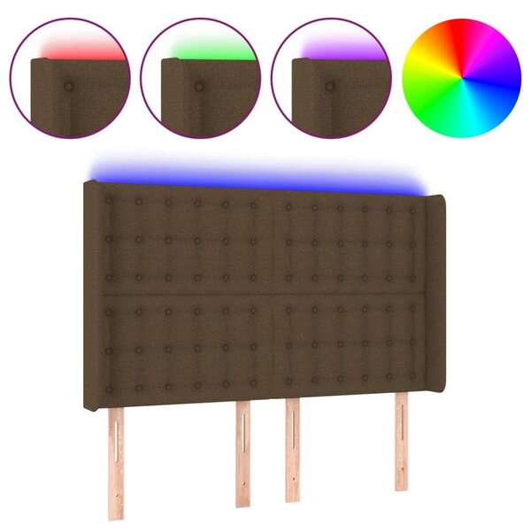 VidaXL LED-es Ágyfejtámla - Sötétbarna - 147cm