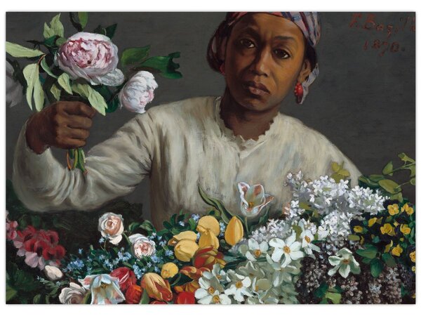 Kép - Frédéric Bazille, Young Woman with Peonies, reprodukciók (70x50 cm)