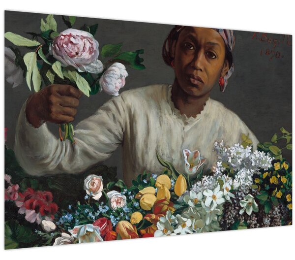Kép - Frédéric Bazille, Young Woman with Peonies, reprodukciók (90x60 cm)