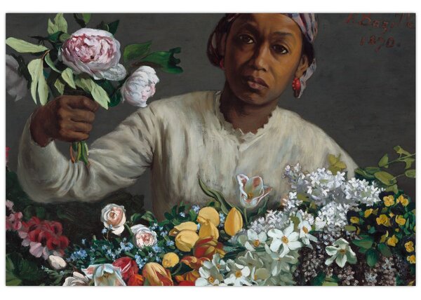 Kép - Frédéric Bazille, Young Woman with Peonies, reprodukciók (90x60 cm)