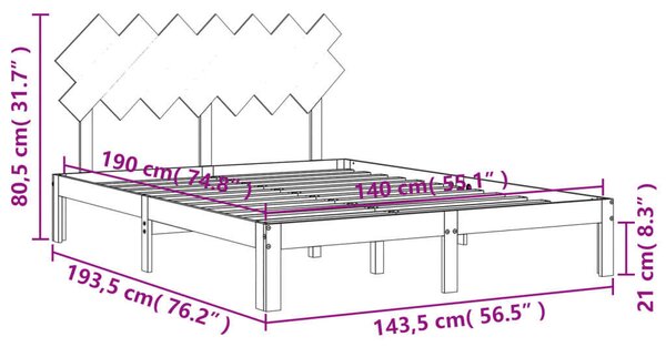 VidaXL fehér tömör fa ágykeret fejtámlával 140 x 190 cm