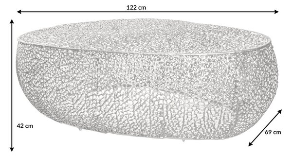 Dohányzóasztal BREGENZ 120 cm, ezüst