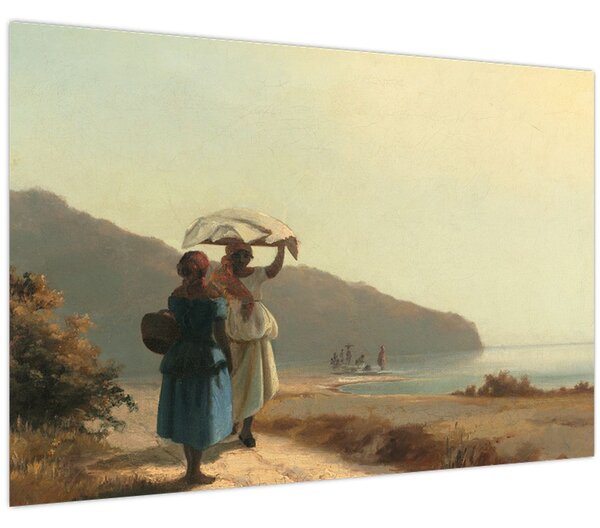 Kép - Camille Pissarro, Two Women Chatting by the Sea, St. Thomas, reprodukciók (90x60 cm)