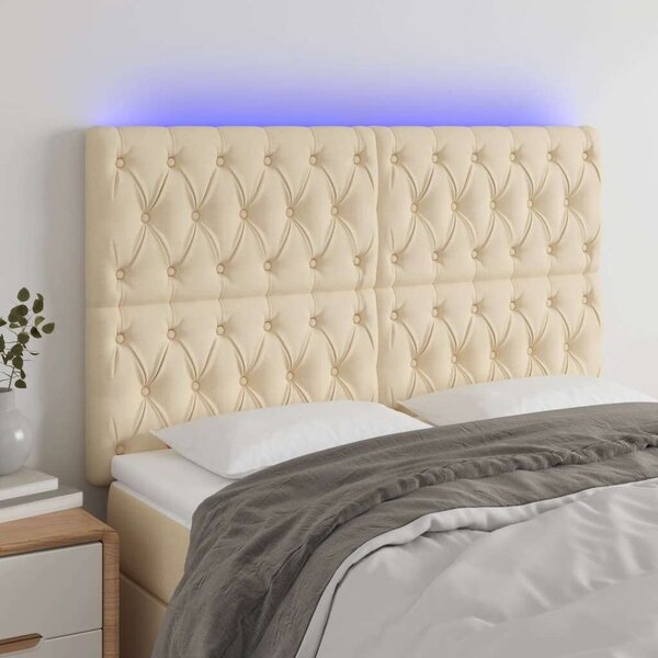 VidaXL krémszínű szövet LED-es fejtámla 144x7x118/128 cm