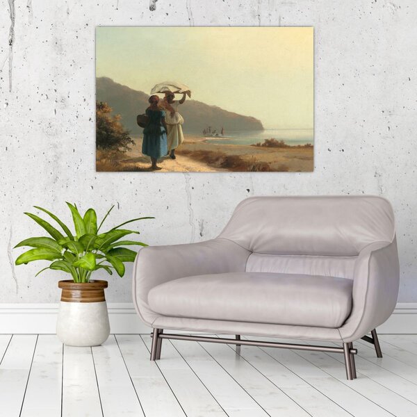 Kép - Camille Pissarro, Two Women Chatting by the Sea, St. Thomas, reprodukciók (90x60 cm)
