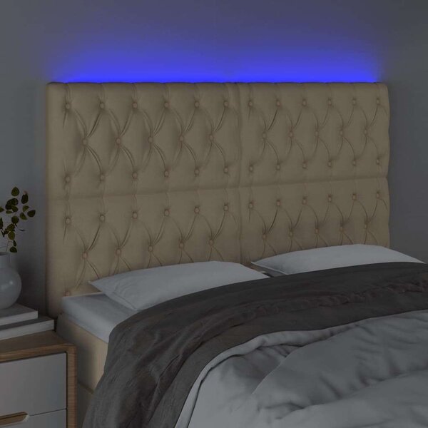 VidaXL krémszínű szövet LED-es fejtámla 144x7x118/128 cm