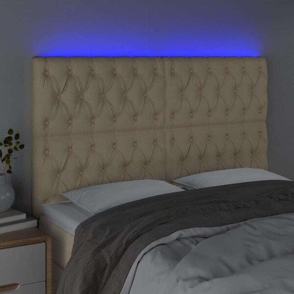 VidaXL krémszínű szövet LED-es fejtámla 144x7x118/128 cm