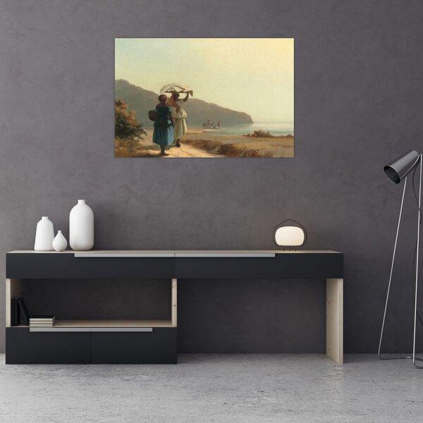 Kép - Camille Pissarro, Two Women Chatting by the Sea, St. Thomas, reprodukciók (90x60 cm)