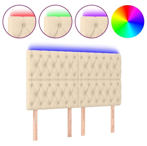 VidaXL krémszínű szövet LED-es fejtámla 144x7x118/128 cm