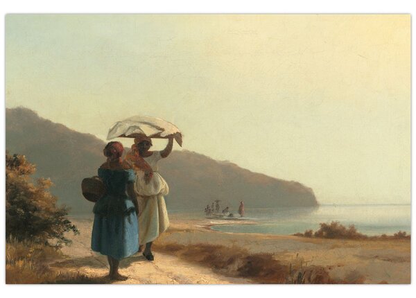 Kép - Camille Pissarro, Two Women Chatting by the Sea, St. Thomas, reprodukciók (90x60 cm)