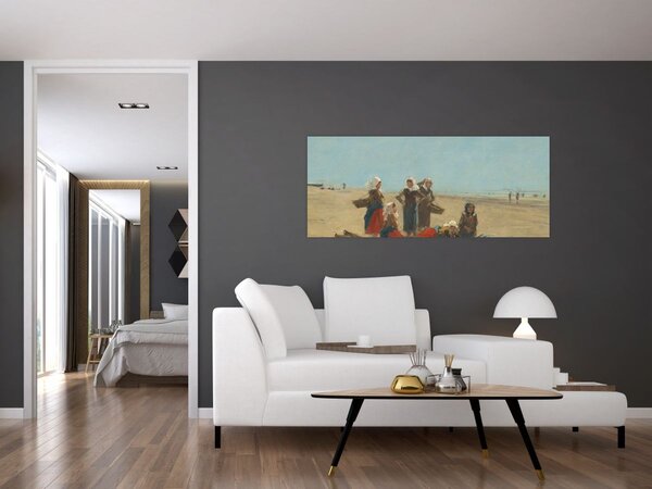 Kép - Eugène Boudin, Women on the Beach at Berck, reprodukciók (120x50 cm)