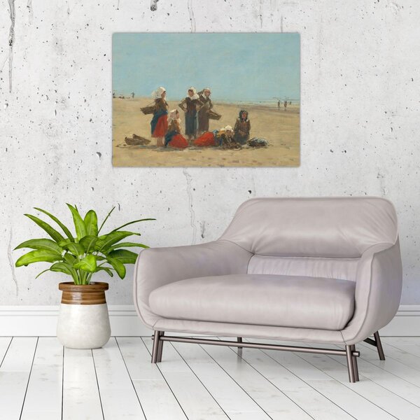 Kép - Eugène Boudin, Women on the Beach at Berck, reprodukciók (70x50 cm)