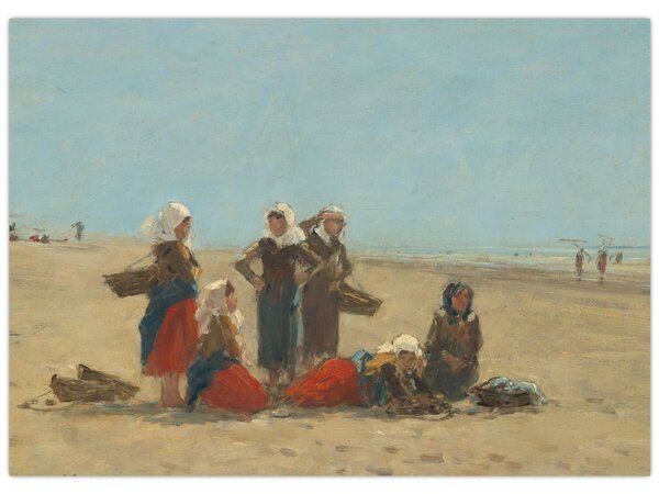 Kép - Eugène Boudin, Women on the Beach at Berck, reprodukciók (70x50 cm)