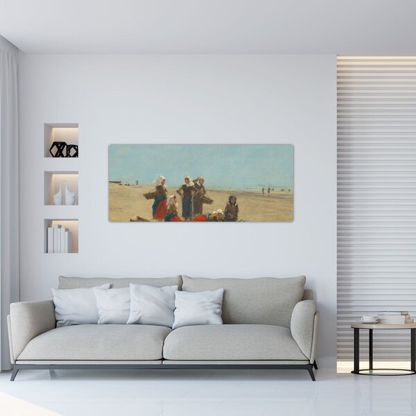 Kép - Eugène Boudin, Women on the Beach at Berck, reprodukciók (120x50 cm)
