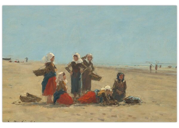 Kép - Eugène Boudin, Women on the Beach at Berck, reprodukciók (90x60 cm)