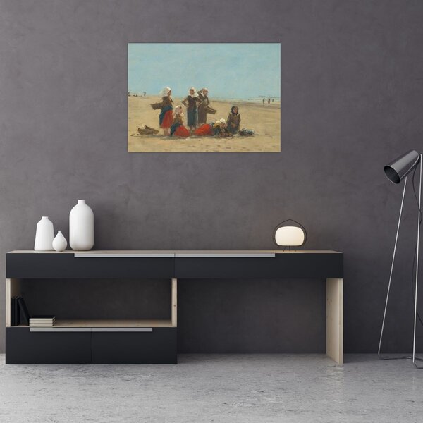 Kép - Eugène Boudin, Women on the Beach at Berck, reprodukciók (70x50 cm)