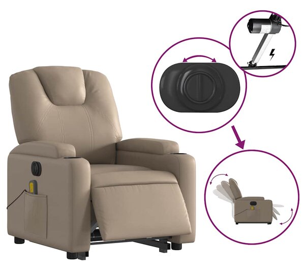 Elektromos cappuccino műbőr felállást segítő masszázsfotel