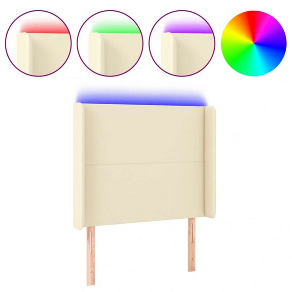 VidaXL krémszínű műbőr LED-es fejtámla 83x16x118/128 cm