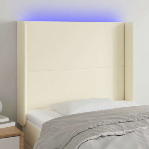VidaXL krémszínű műbőr LED-es fejtámla 83x16x118/128 cm