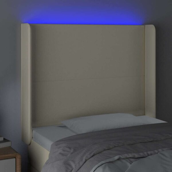 VidaXL krémszínű műbőr LED-es fejtámla 83x16x118/128 cm