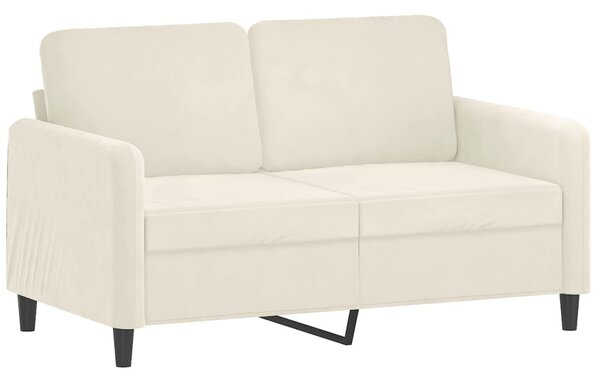 Kétszemélyes krémszínű bársony kanapé 120 cm