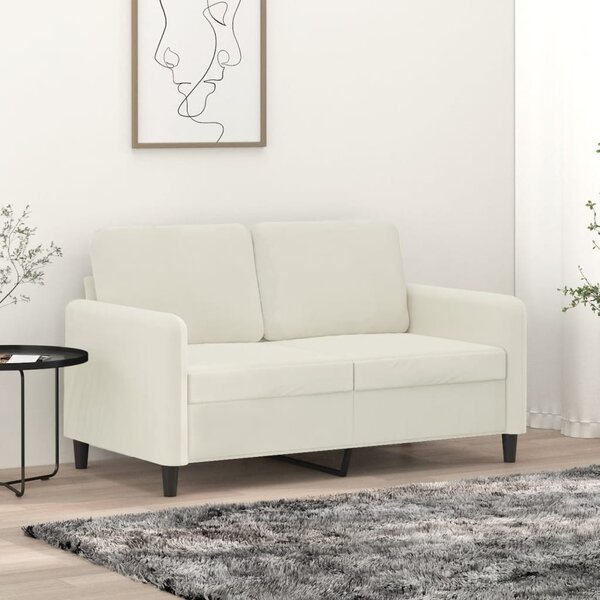 Kétszemélyes krémszínű bársony kanapé 120 cm