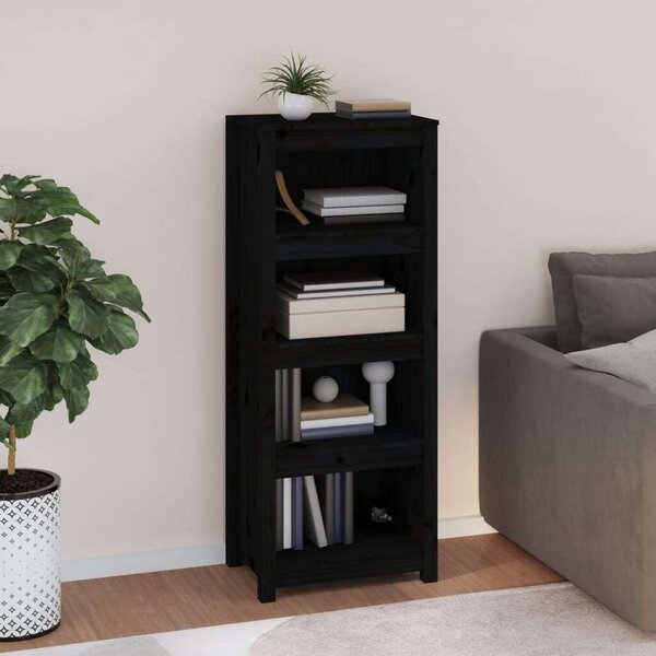 VidaXL Fekete Fenyőfa Könyvespolc - 5 Polc - 50x35x125,5 cm