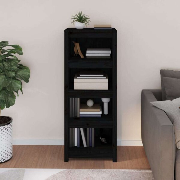 VidaXL Fekete Fenyőfa Könyvespolc - 5 Polc - 50x35x125,5 cm