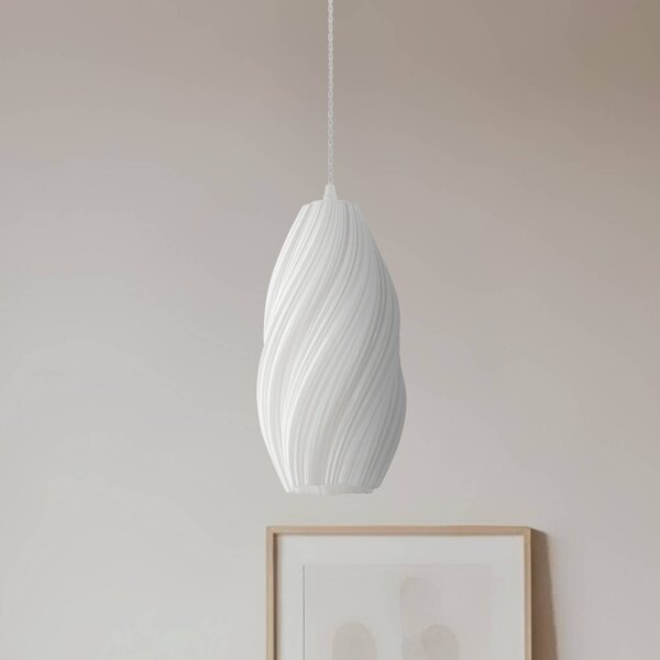 Lindby Nuvia függő világítás, Ø 15,5 cm, fehér, 3D nyomtatás, dimmelhető, Fehér / opál, Nappali / Étkező, Modern