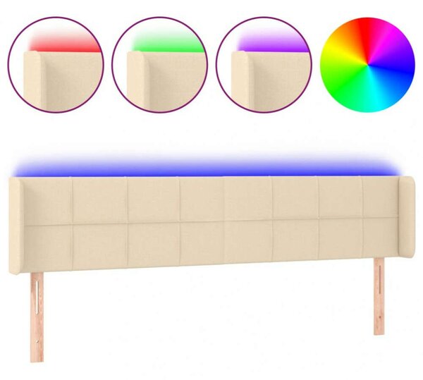 VidaXL krémszínű szövet LED-es fejtámla 183 x 16 x 78/88 cm