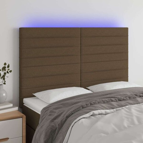 VidaXL sötétbarna szövet LED-es fejtámla 144x5x118/128 cm