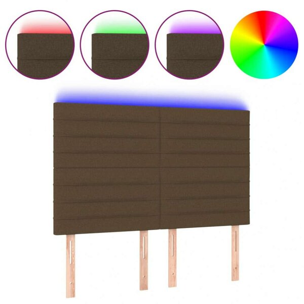 VidaXL sötétbarna szövet LED-es fejtámla 144x5x118/128 cm