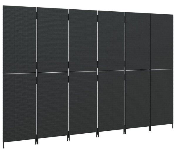 Fekete 6-paneles polyrattan térelválasztó