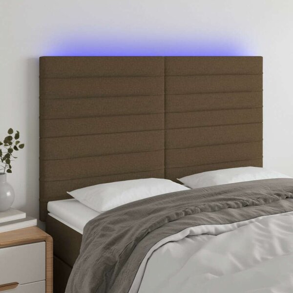 VidaXL sötétbarna szövet LED-es fejtámla 144x5x118/128 cm