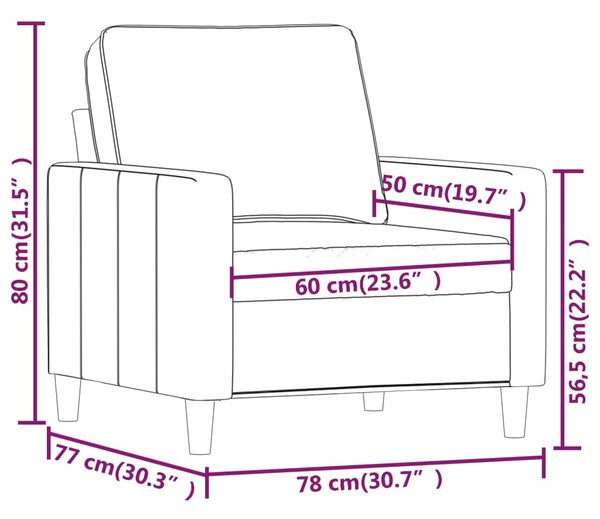 Krémszínű bársony kanapéfotel 60 cm