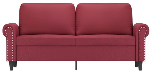 2 személyes bordó színű műbőr kanapé 140 cm
