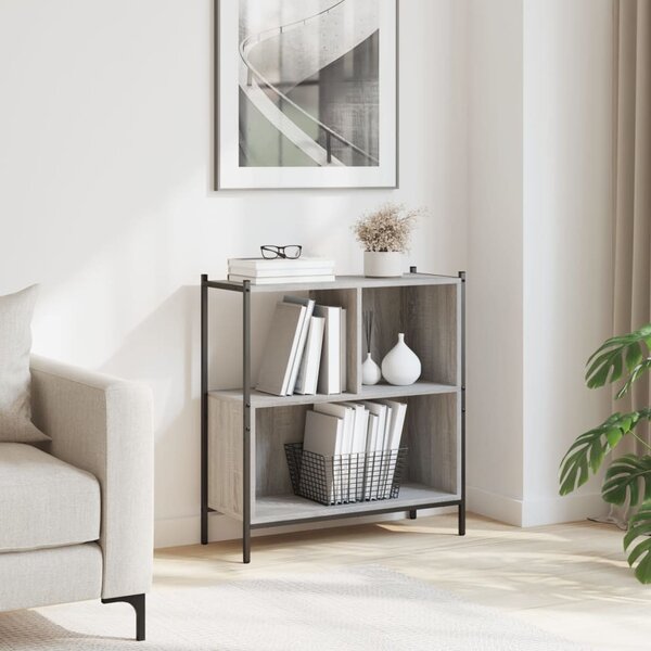 Szürke sonoma színű szerelt fa könyvespolc 72 x 28 x 77,5 cm