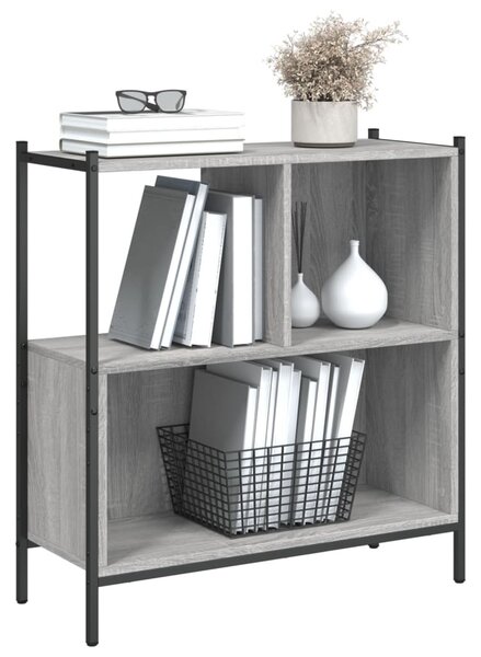Szürke sonoma színű szerelt fa könyvespolc 72 x 28 x 77,5 cm