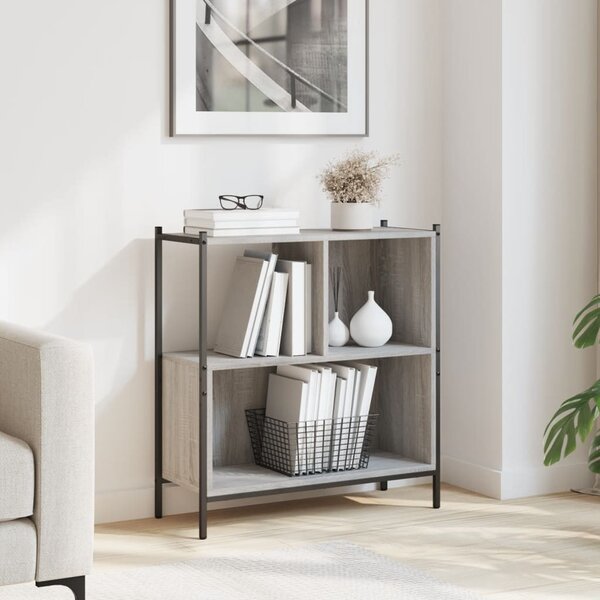 Szürke sonoma színű szerelt fa könyvespolc 72 x 28 x 77,5 cm