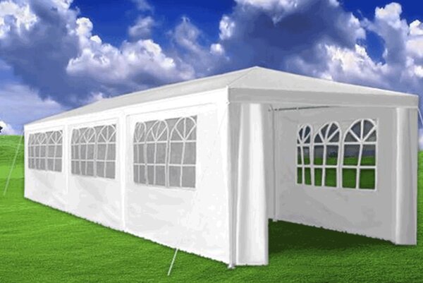 KONDELA Kerti party sátor, fehér, 3x9 m, TEKNO NEW TYP 3 + 8 oldalsó résszel