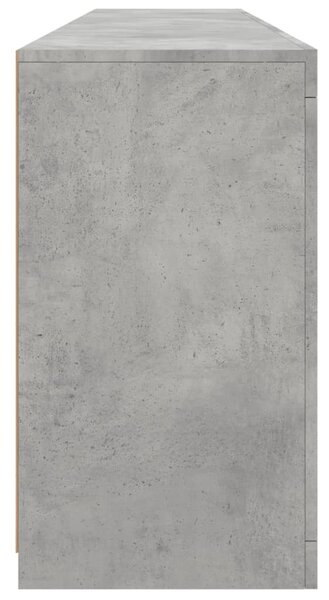 Betonszürke tálalószekrény LED-világítással 181,5x37x67 cm