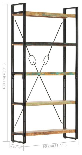 VidaXL Ipari Fa Könyvespolc - 5 Polc - 90x30x180 cm