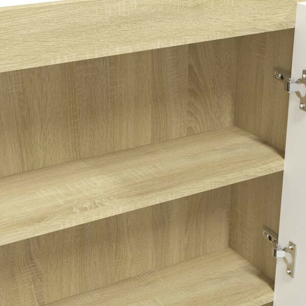 VidaXL fehér és tölgy MDF tükrös fürdőszobaszekrény 80 x 15 x 60 cm