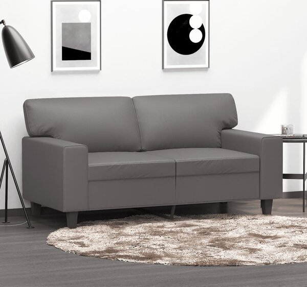 2 személyes szürke műbőr kanapé 120 cm