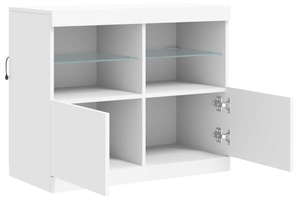 Fehér tálalószekrény LED-világítással 81 x 37 x 67 cm
