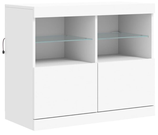 Fehér tálalószekrény LED-világítással 81 x 37 x 67 cm
