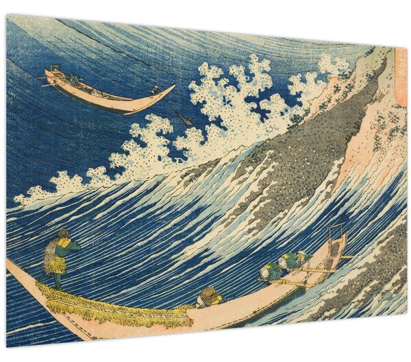 Kép - Katsushika Hokusai, Fishing Boats at Choshi in Shimosa (Soshu Choshi) , reprodukciók (90x60 cm)