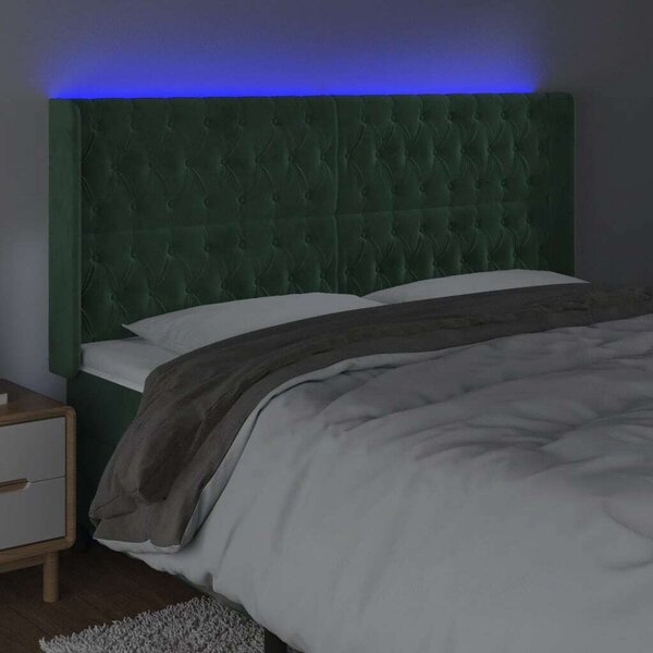 Bársony Fejtámla LED-es - Sötétzöld - 203cm